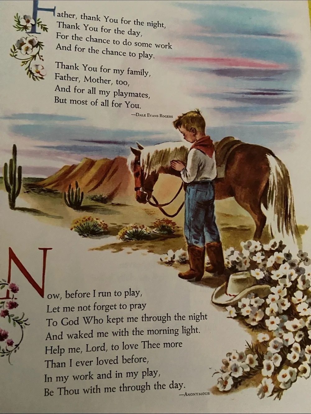 Vintage 1950s 50s 1st edition Cowboy Western horse horses Prayer Children Book